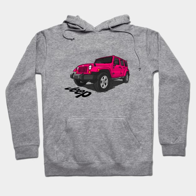 Jeep Wrangler - Pink Hoodie by 4x4 Sketch